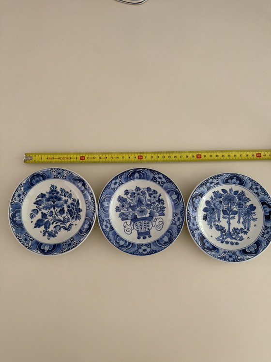 Image 1 of Set van 3 verzamelbare Delfts Blauwe borden