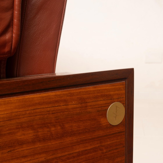Sofá Paganini de Luciano Frigerio para Frigerio di Desio 1980 – Leather, Wood (photo 20 of 20)