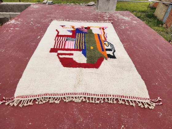Artistic Berber rug 243x156 cm – Ecru wool & colourful abstract patterns – Rugs & carpets, Cotton, Modern (photo 3 of 10)