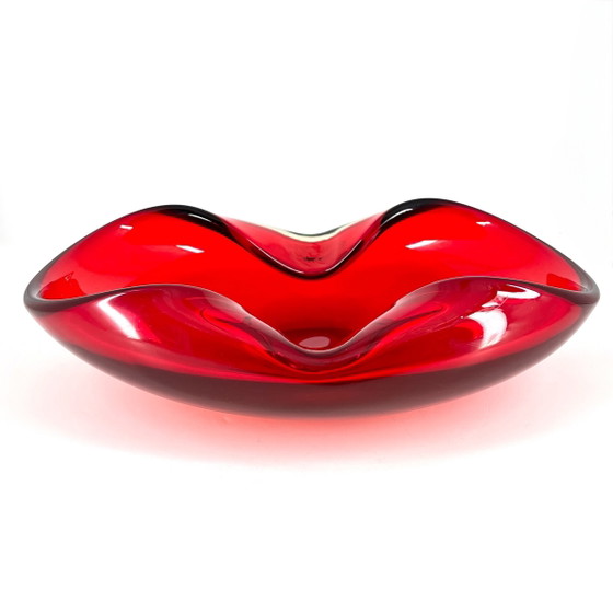 Large Murano art glass bowl, ruby ​​red – 30.5 cm – 3 kg – Vintage Art Glass – Vases (photo 3 of 15)