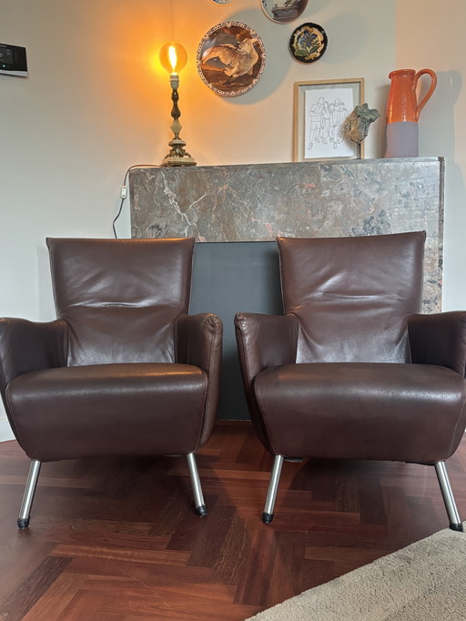 2 pieces LABEL Vandenberg Cheo armchair leather Brown