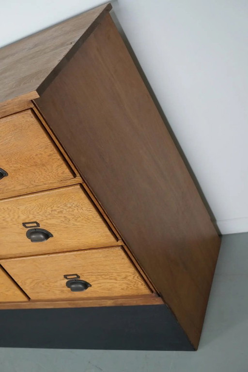 Large vintage Dutch oak shop cabinet / sideboard, 1950s