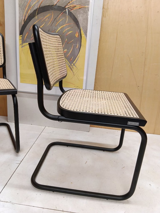 Image 1 of ALIVARMVSEVM 104. SET of 2 CESCA B32 Chairs (NEW) in Black Frame Limited Edition 
