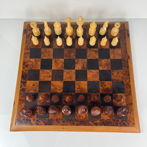 Large Vintage Handcrafted Solid Wood Chessboard 46cm