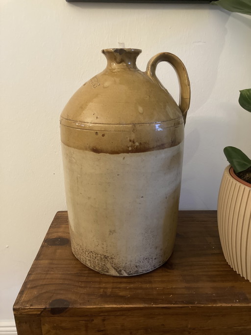 Galón de jarra Antiker, Honig glasierte salzkeramik, Sammlerstück 