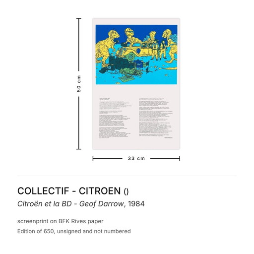 COLLECTIF - CITROEN Citroën et la BD - Geof Darrow screenprint 1984