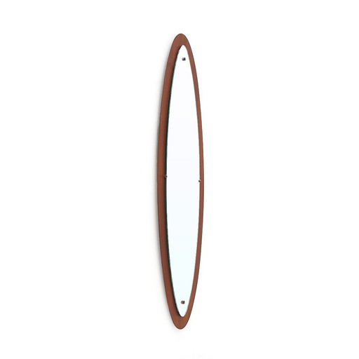 Oval teak wall mirror, 1960s
