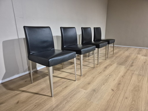 4x B&B Italia Maxalto - Sedie da pranzo Melandra - Nero - Pelle - Design