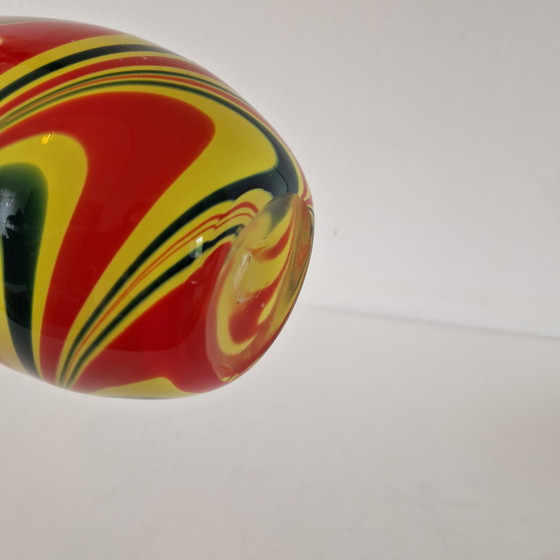 Image 1 of Vaso vintage a volute in vetro soffiato a bocca stile anni '70