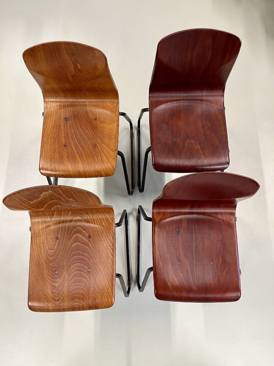 Image 1 of Retro Vintage Elmar Flötotto Pagholz/Galvanitas school stoelen