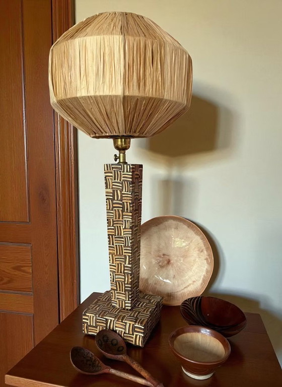 Image 1 of Vintage Table Lamp with Geometric Base