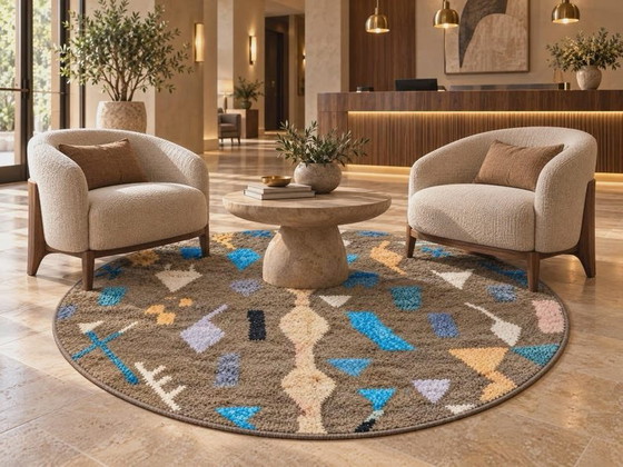 Handmade Round Berber Wool Rug 170/170cm, Rugs & carpets, Black (photo 2 of 5)