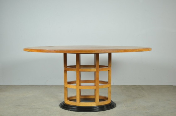 Image 1 of Eccezionale set da pranzo in legno di alberi da frutto in stile Art Déco, anni '80