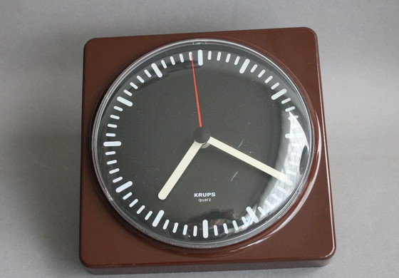 Image 1 of Krups clock no. 18732 kitchen clock wall clock brown square vintage Space Age 60s/70s