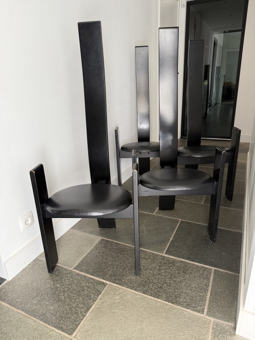 Set di 4 sedie da pranzo Golem di Vico Magistretti per Poggi – eetkamerstoelen, Leather, Wood (photo 2 of 10)