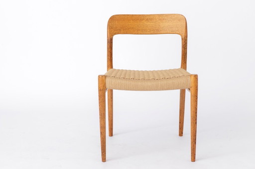 Niels Otto Møller Model 75 Oak Dining Chair, 1950s Danish Mid-Century Modern | Vintage Paper Cord Seat, Moller Chair