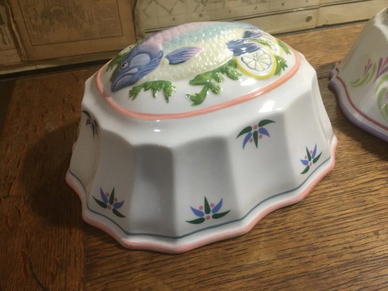 Decorative jelly mold "the blue cord" – Storage cabinet, Porcelain, Vintage (photo 5 of 13)