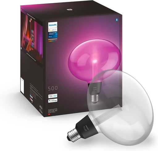 Philips Hue White and Color Ambiance, Ellipse E27 deco bulb, Bluetooth-enabled, works with Alexa, Google Assistant and