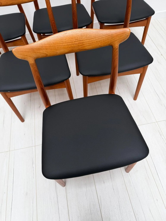 Image 1 of Set van 6 vintage model 112 Deense teakhouten eetkamerstoelen van Erik Wørts voor Vamo Sønderborg, Mid-Century Modern, jaren 196