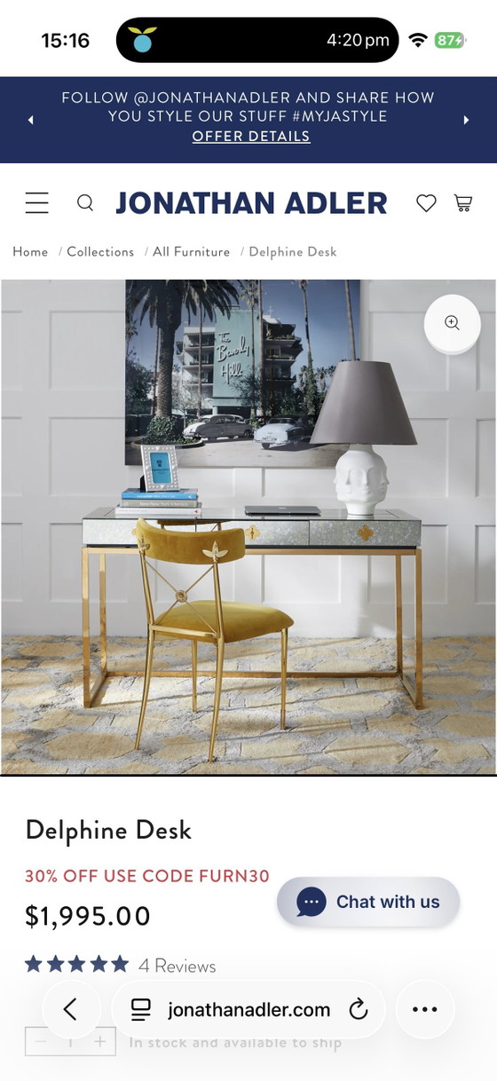 Image 1 of Jonathan Adler Delphine Desk