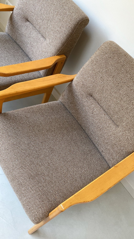 Image 1 of Coin salon vintage en bois / canapé et 2 fauteuils