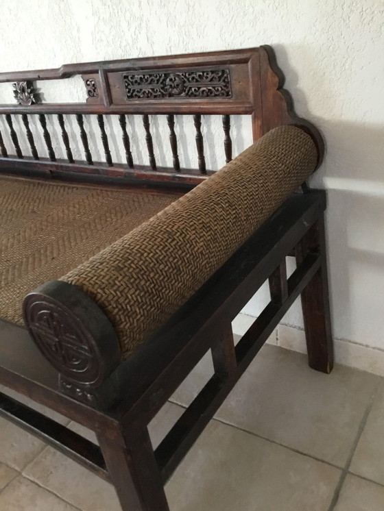 Image 1 of Dormeuse - Cedro, Rattan - Cina - Dinastia Qing (Cina Manchu) (1692-1911) - Letto Luohan