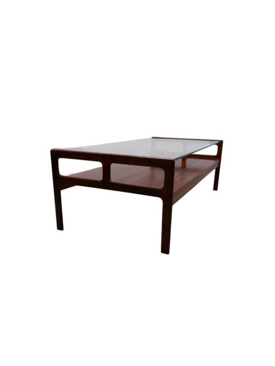 Image 1 of Rosewood coffee table with glass top, 1970s