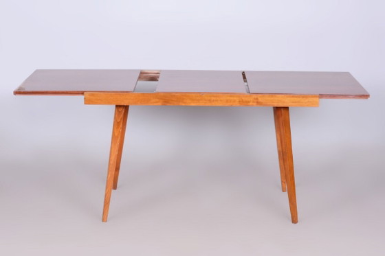 Original 20. Century Folding Table, Beech, Mahogany Veneer, Czech, 1960s – Dining tables, Wood (photo 13 of 15)