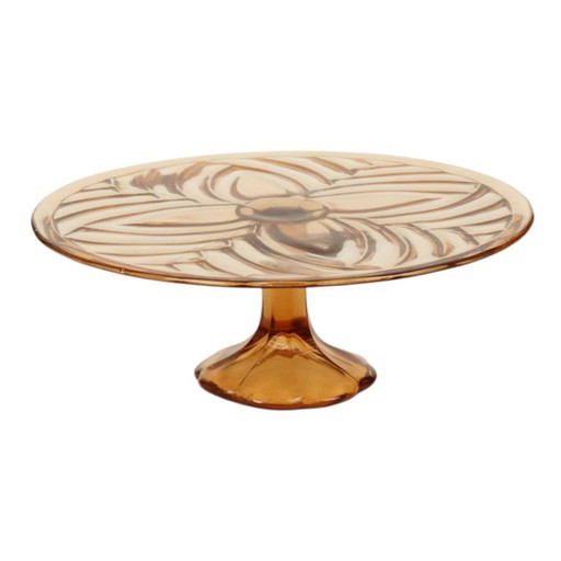 Amber Art Deco Cake Plate Pastry Dish