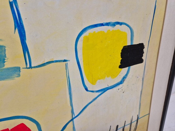 Image 1 of Ange Falchi (1913-1989), grote gouache, abstracte compositie, 1960/70