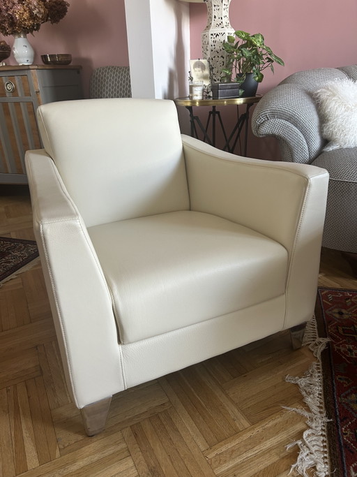 High-End Burov Sessel Elfenbein Leder - Neuwertiger Zustand (Nie benutzt)