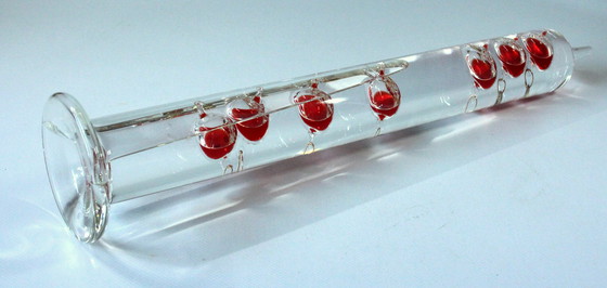 Image 1 of Xl Grote Galileo Thermometer - Handgemaakt - Mondgeblazen - Glas/Metaal - Vintage