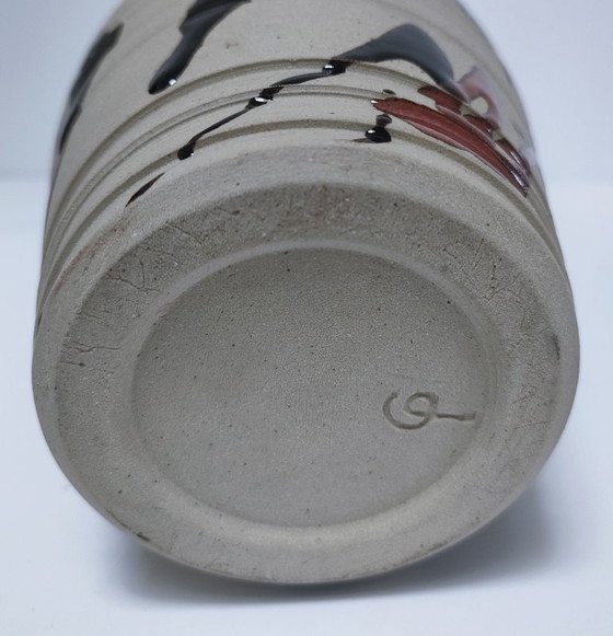 Image 1 of Tenmoku stoneware vase signed cp