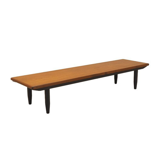 Aparador de teca con patas cónicas oscuras, mesa consola baja danesa, década de 1970. – consoles, Wood
