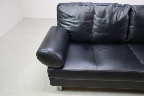 Image 1 of Divano/letto Zanotta "Europa" in pelle nera, Italia 1988