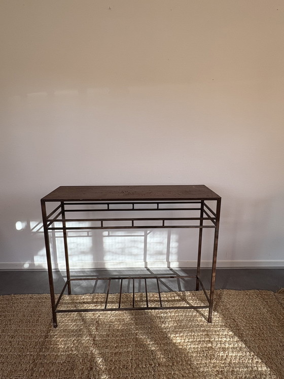 Image 1 of Vintage wrought iron console side table Castiron Japandi style L90cm