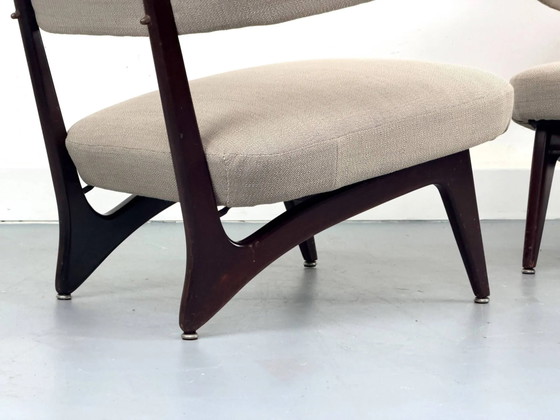 Poltrone lounge con nuovo tessuto, anni '50, Set di 2 – Legno, Mid Century Modern (photo 3 of 23)