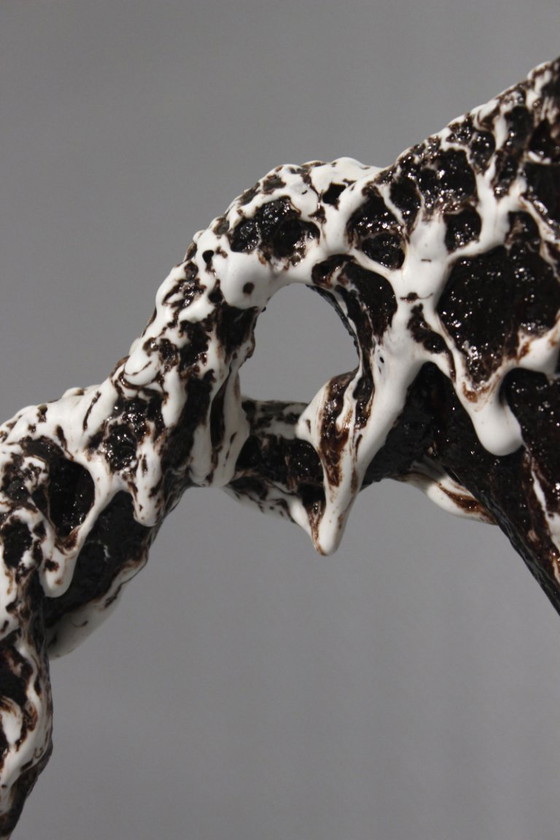 Image 1 of Marius Giuge a Vallauris - Vaso brutalista in ceramica smaltata con lava, anni '50