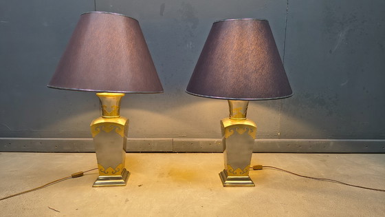 Image 1 of Lampade da tavolo vintage in peltro, anni '70 - set da 2