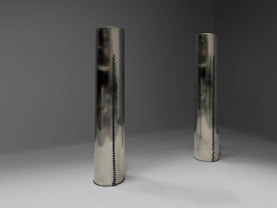 Image 1 of Monumentali lampade da terra in acciaio inossidabile di Targetti – Italia, anni '70