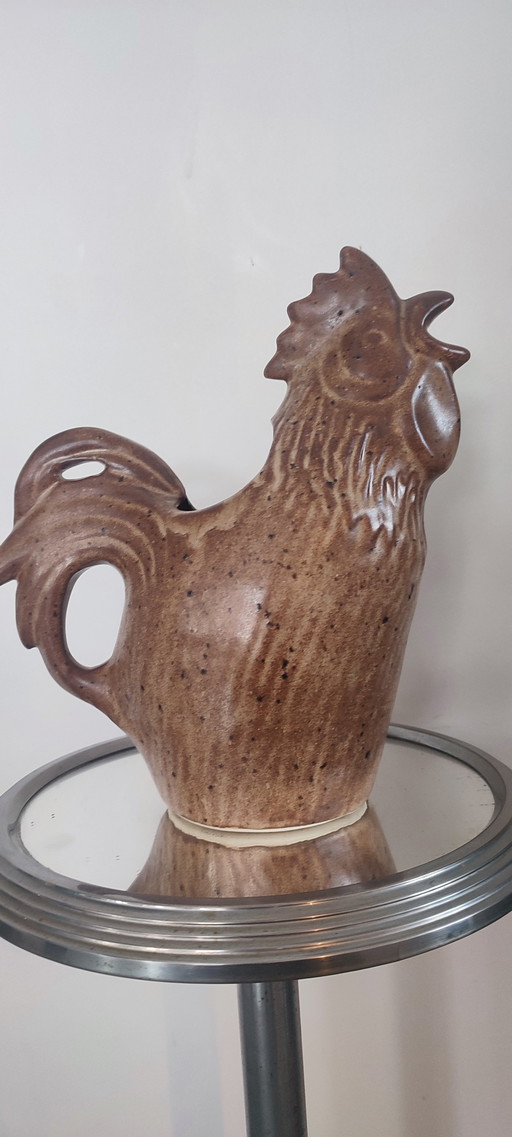 Brocca zoomorfa in ceramica di Vallauris, a forma di gallo