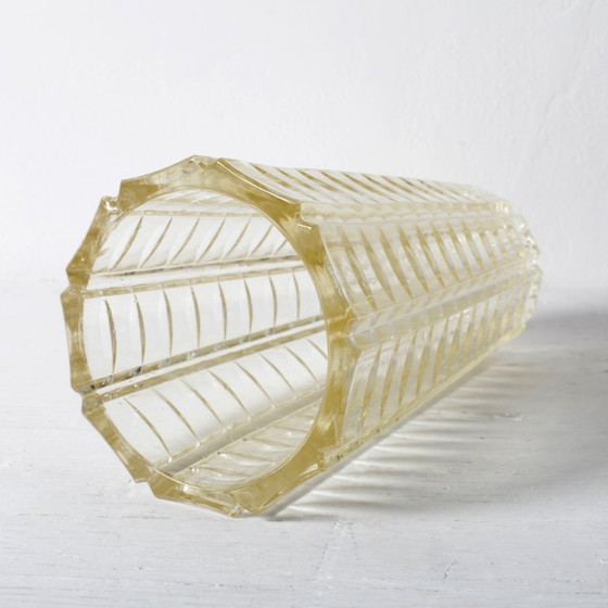 Image 1 of Vase à fleurs en verre jaune pâle, style milieu du siècle / Fidenza / Italie / années 1950