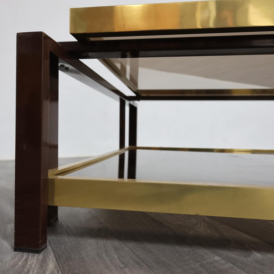 Image 1 of Tavolo Da Salotto Design Hollywood Regency Anni ‘70 Geometrico Ottone Vintage