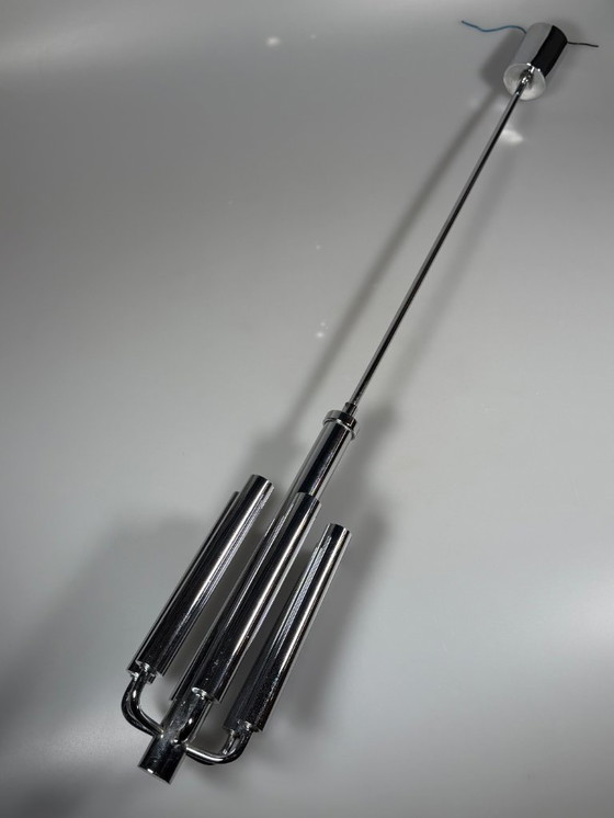 Image 1 of Kroonluchter uit de jaren 60/70 van Gaetano Sciolari voor Sciolari Chrome Design.