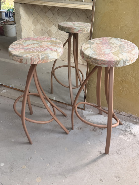 Magnifiques Tabourets de Bar Rétro 3 Pièces – Iron, Textile (photo 6 of 8)