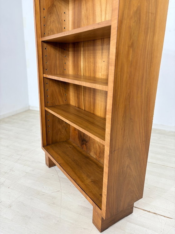 Image 1 of Elegant Art Deco walnut shelf / antique bookcase / cabinet with compartments from 1928