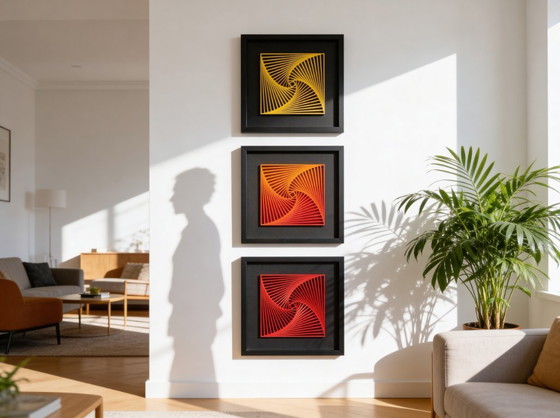 Image 1 of 3D-gedrucktes geometrisches Spiralkunstwerk – Seiden-PLA auf Leinwand – Gerahmte, limitierte Auflage (2026)