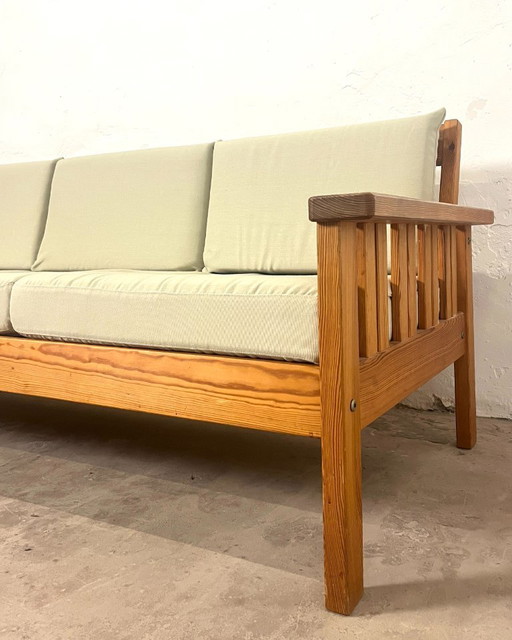 Divano vintage scandinavo a 3 posti in pino