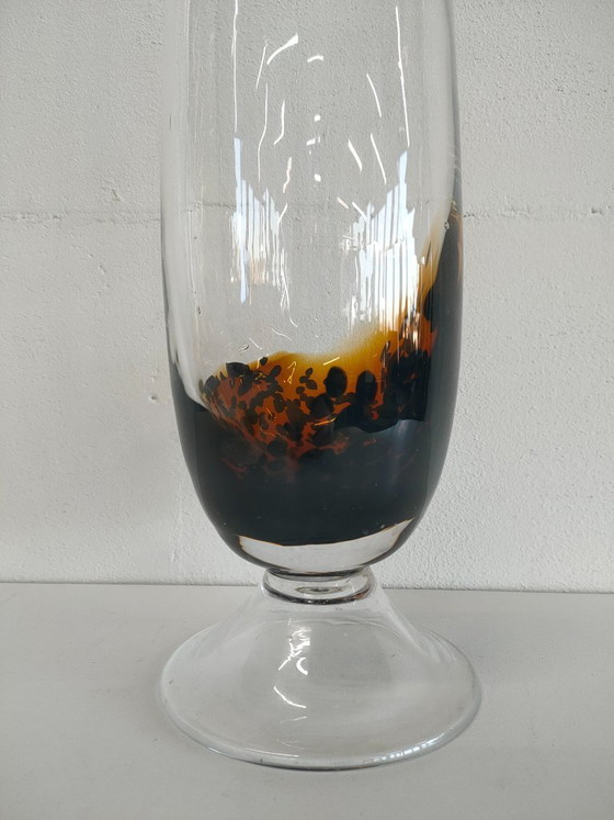 Image 1 of Jarrón alto de cristal para suelo/jarrón de pie de cristal moteado (hecho a mano)