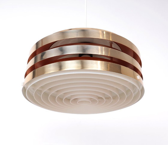 Image 1 of Vintage goudkleurig gelaagde hanglamp van Carl Thore